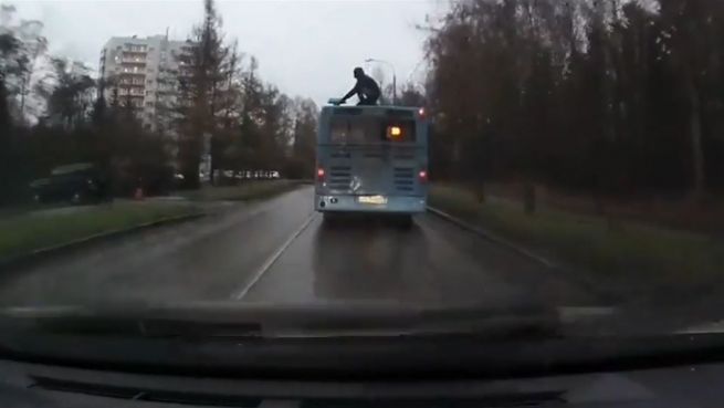go to Aufs Dach gestiegen: Fahrgast nutzt Bus mal anders